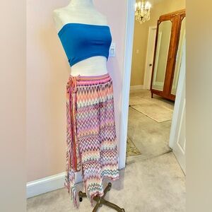 Rare Vintage Missoni  Zig Zag Knit Colorful Wrap Skirt Sarong